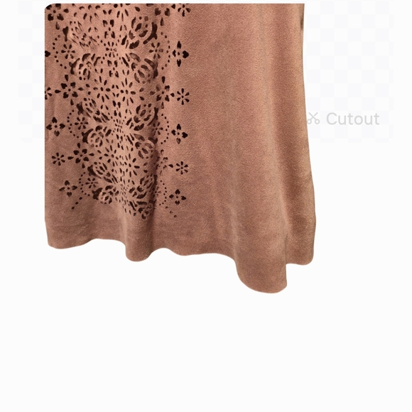 MAURICES Laser Cut Floral Halter Top Keyhole Back A Line Mauve Size Small - Picture 3 of 11